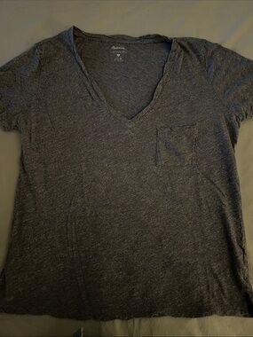 Madewell Dark Charcoal V-Neck Pocket Tee